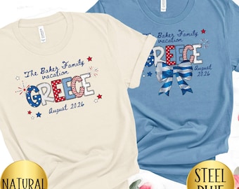 Matching Custom Family Greece Vacation Shirt, Personalized Group Gift for Greece Vacation Tshirt for Summer Group Trip Family Greek Holiday