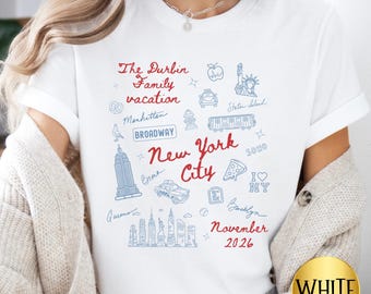 Matching Custom Family New York City Vacation Shirt, Personalized Group Gift for NYC Vacation Tshirt for Girls Trip to Manhattan Brooklyn