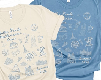 Matching Family European Mediterranean Cruise Shirt, Family Gift for Travel to Europe, Personalized Family Cruise Custom Gift for Group Trip