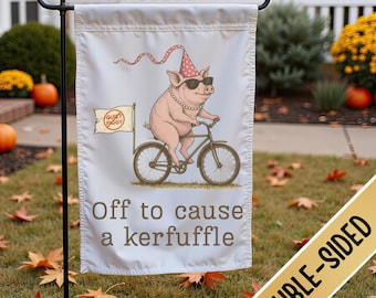 Unique Anti Fascist Garden Flag, Outdoor Funny Political Decor, Sarcastic Porch Decoration, New Home Housewarming Gift, Quiet Piggy FDT