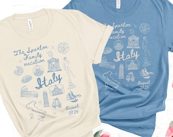 Matching Family Italy Vacation Shirts, Family Gift for Travel to Italy, Personalized Italian Family Trip Custom Gift for Group Trip to Italy