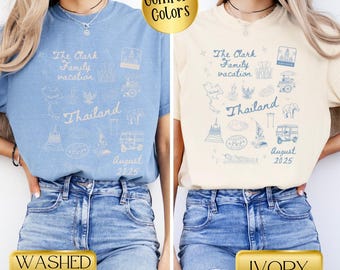 Custom Thailand Shirt, Matching Custom Family Gift for Thailand Vacation Tshirt, Family Gift for Trip to Bangkok Coquette Comfort Colors Tee