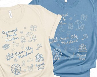 Matching Custom Family Ocean City Maryland Vacation Shirt, Personalized Group Gift for Girls Beach Vacation, Maryland Family Reunion Trip