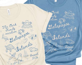 Matching Custom Family Galapagos Island Vacation Shirt, Personalized Group Gift for Girls Vacation Galapagos Family Reunion Bucket List Trip