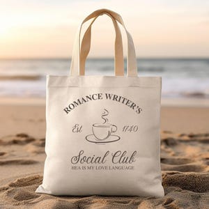 Writer Tote Bag Gift for Her, Romance Writers Book Club Group Gift, Book Nerd Gift, Literary Birthday Gift for Author, Reusable Cotton