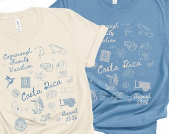 Matching Custom Family Costa Rica Vacation Shirt, Personalized Group Gift for Costa Rica Vacation Tshirt for Group Trip to Rainforest