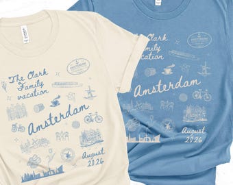 Matching Custom Family Amsterdam Vacation Shirt, Personalized Group Gift for Netherlands Vacation, Summer Girls Amsterdam Europe Trip Tee