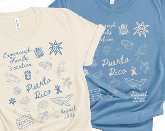 Matching Custom Family Puerto Rico Vacation Shirt, Personalized Group Gift for Puerto Rico Vacation Tshirt for Group Trip to Rainforest