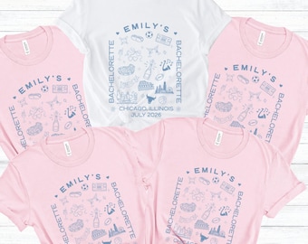 Matching Custom Chicago Bachelorette Shirts, Personalized Chicago Bride Tee, Customized Bach Club in Chicago Gifts