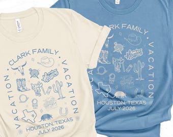 Matching Custom Family Houston Vacation Shirt, Personalized Group Gift for Texas Vacation Tshirt for Group Trip to Houston Gift
