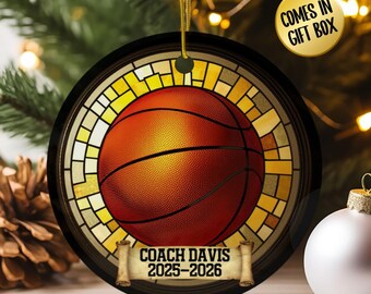 Custom Basketball Coach Gift, Unique Personalized Sports Ornament, Customizable Thank You Gift from Basketball Team