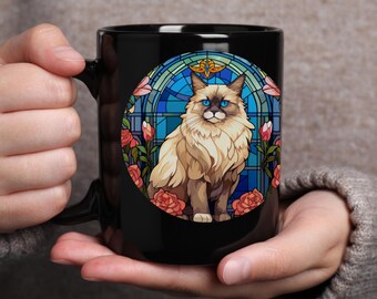 Beautiful Mug Gift for Her, Unique Cat Design Gift for Friend, Mother's Day Gift for Teacher, Himalayan Ragdoll Birman Long-Haired Cat Lover