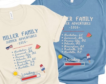 Matching Custom Family Road Trip Shirt, Personalized Group Gift for Summer Vacation Tshirt, Family Road Trip Itinerary Memorabilia
