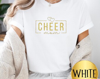 Cheer Mom Gold Glitter Sweatshirt, Gift for Cheer Mom Birthday, Sparkle Cheer Gift for Her, Proud Cheerleading Mom, School Spirit Mom Gift