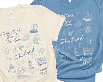 Matching Custom Family Thailand Vacation Shirt, Personalized Group Gift for Bangkok Trip, Custom Thai Travel Gift, Phuket, Chiang Mai