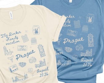 Matching Custom Family Czech Republic Vacation Shirt, Personalized Group Gift for Prague Vacation, Summer Girls Prague Europe Trip Tee
