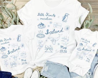 Matching Custom Family Iceland Vacation Shirt, Personalized Group Gift for Iceland Trip Tshirt for Adult Youth Toddler Baby
