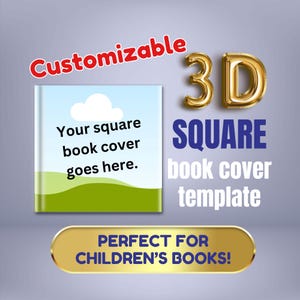 Childrens book authors - 3D book cover mock-up – square book cover Canva template for 8x8, 10x10, 8.5x8.5, etc. – INSTANT DOWNLOAD