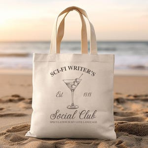 Writer Tote Bag Gift for Her, Science Fiction Writers Book Club Group Gift, Book Nerd Gift, Literary Birthday Gift for Author Sci-Fi