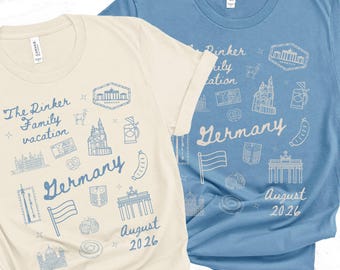 Matching Custom Family German Vacation Shirt, Personalized Group Gift for Vacation to Germany, Summer Girls Berlin Frankfurt Munich Trip Tee