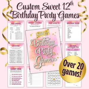 12th Birthday Party Games, Custom Tween Birthday Digital Download Editable Printable Birthday Games for Teens Custom Pink Preppy Party Games
