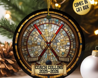 Beautiful Custom Field Hockey Coach Gift, Unique Personalized Coaches Ornament, Customizable Thank You Gift from Hockey Team