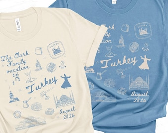 Matching Custom Family Turkey Vacation Shirt, Personalized Group Gift for Istanbul Vacation, Summer Girls Turkish Trip T-Shirt