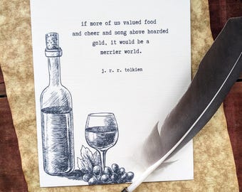 Merrier World Zitat Druck | J R R Tolkien | Literatur Kunst | Der Hobbit