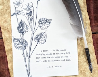 Gewöhnliches Folk Zitat Druck | J R R Tolkien | Der Hobbit | Literatur Kunst | Botanische | Gandalf | 18cm x 18cm