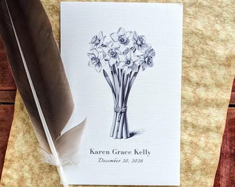December Birth Month Flower Print | Narcissus Birthday Gift | Unique Floral New Born Gift