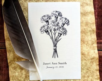Blumenmuster für den Geburtsmonat Januar | Nelken-Geburtstagsgeschenk | Einzigartiges florales Geschenk zur Geburt