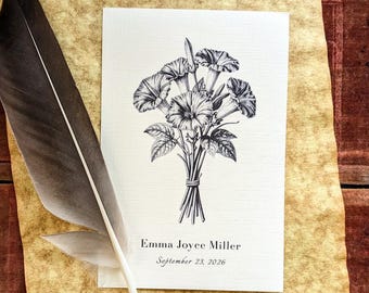 Blumenmuster für den Geburtsmonat September | Prunkwinden-Geburtstagsgeschenk | Einzigartiges florales Geschenk zur Geburt