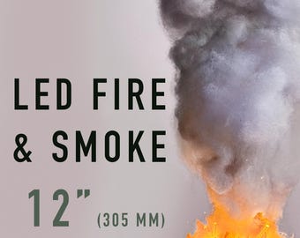 Large 12in LED Fire & Smoke Effect for Dioramas, Models, TTRPG, Photography