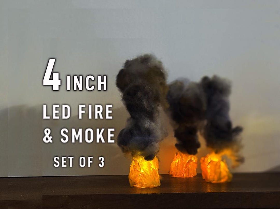 Led Model Fire Effect Set-of-three Mini 4in LED Fire & Smoke Effects, for Markers, Terrain ...