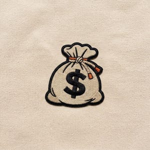 Money Bag Embroidered Patch, Dollar Sign Iron On Applique, Cash Hustle Wealth Backpack Jacket Badge