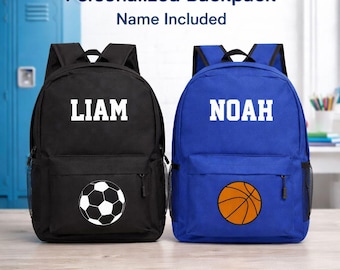 Personalisierter Kinderrucksack mit Namen - Fußball / Basketball
