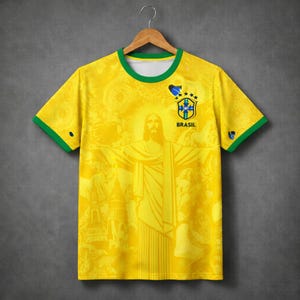 Brasilien fotbollströja — Kristusstatyn Tee — Unisex fotbollströja (2 färger) bild 3