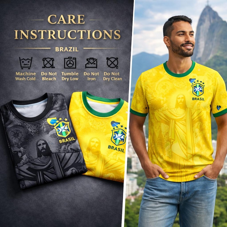 Brasilien fotbollströja — Kristusstatyn Tee — Unisex fotbollströja (2 färger) bild 5