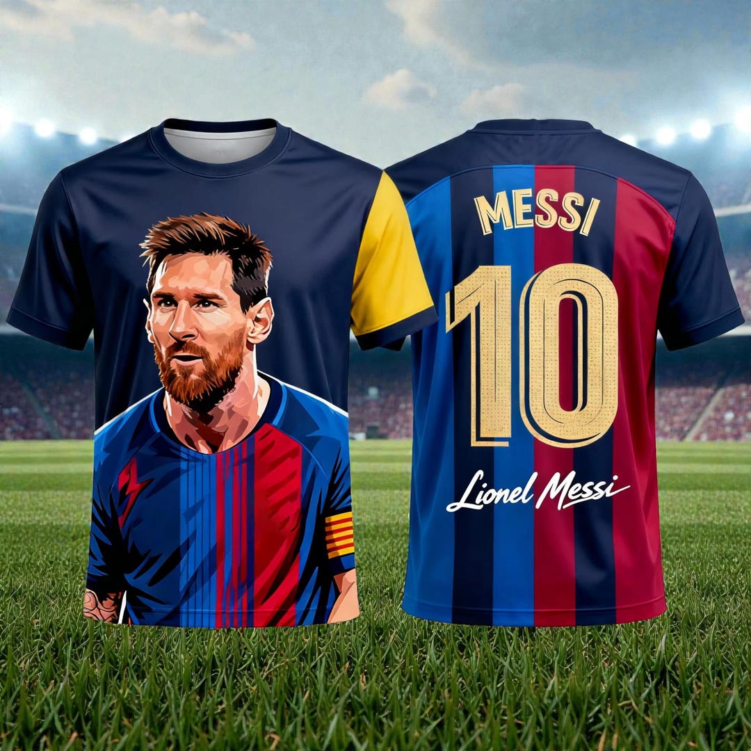 Messi 10 T-shirt | FC Barcelona Style Jersey | Football Fan Tee - Etsy