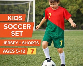 Kinder Portugal Fan Fußball Set Nummer 7 Jugend Trikot Shorts für Training und Spiele