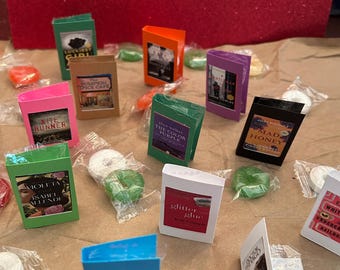 Set of 24 handmade fully assembled book lover individually wrapped life saver mints OR five flavor