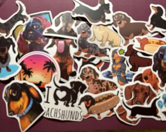 Vinyl waterproof dachshund stickers for laptop, water bottle, gifts, cards, journals, luggage and more