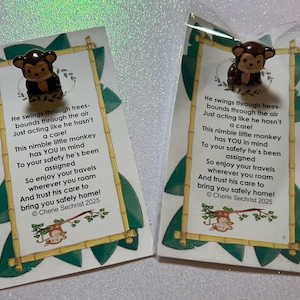 Good Luck Travel Monkey met origineel vers en mini-aapje van hars in een cellozakje
