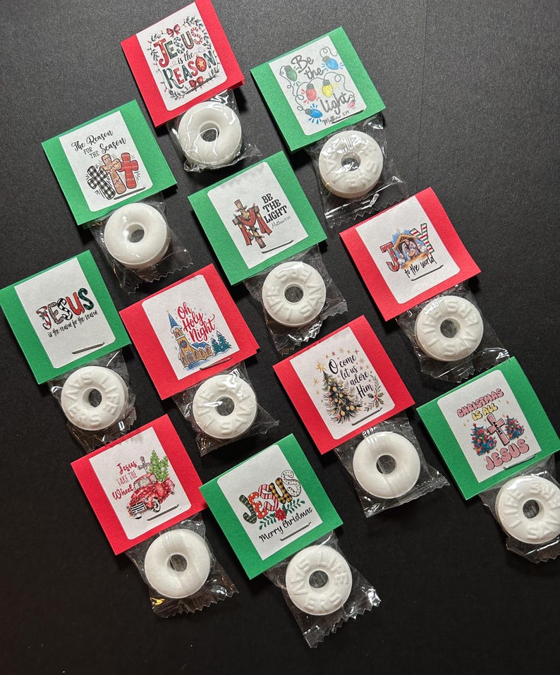 24 Christian Faith Based Christmas Party Mints, Table Scatter, Stocking ...