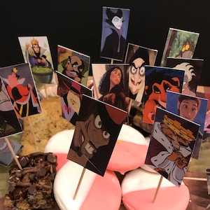 Set of 12 Disney Villain cupcake toppers - you may specify villains you like