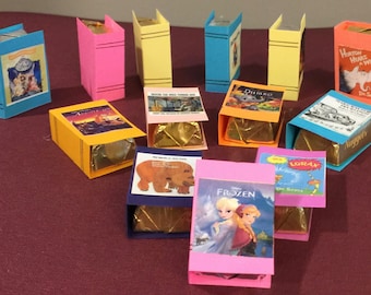 Twelve Children's Book Story book candy party favors with Hershey nuggets
