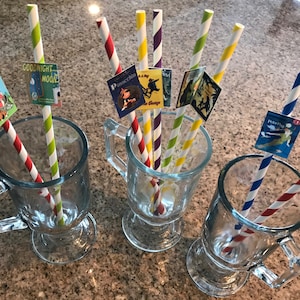 Children's storybook party straws multi-colored for baby shower, birthday party and more - TWELVE straws