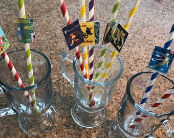 Children's storybook party straws multi-colored for baby shower, birthday party and more - TWELVE straws