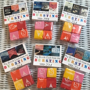 Twelve Book Club Favors - My Book Club has me bursting with joy including Starburst candy in the original flavors