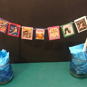 Storybook Children&#39;s book theme or Adult/Young Adult book theme double sided cake/cupcake banner garland-customize w/ books of your choice!